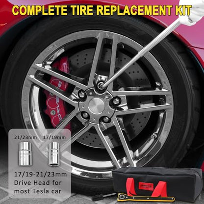 3-Ton Scissor Jack Kit for Chevrolet C5 C6 C7 C8 GS Z with Rubber Jack Pad, Car Spare Tire Repair Tools for Car Chevrolet, Tire Changing Tools Kit for Chevrolet with L-Wrenches（17/19/21/23mm）