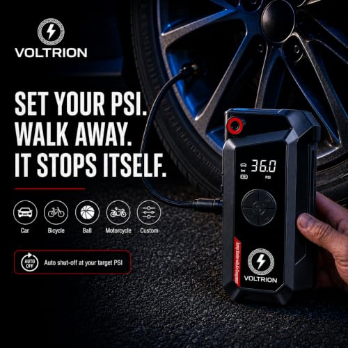 Jump Starter with Air Compressor, 1500A Car Battery Booster 150PSI | 150PSI auto-stop tire inflator, 12000mAh power bank & LED light. Starts 12V gas & diesel, compact cars to semi-trucks