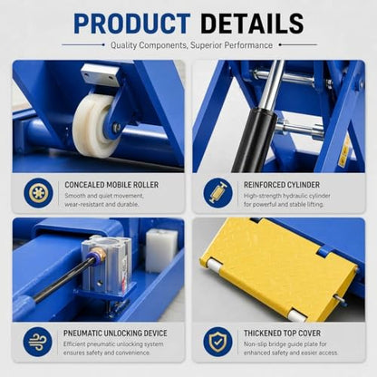 6600 lbs Portable Car Lift, Hydraulic Mid-Rise Scissor Lift with Wheels for Home Garage, Auto Repair Shop & Vehicle Maintenance