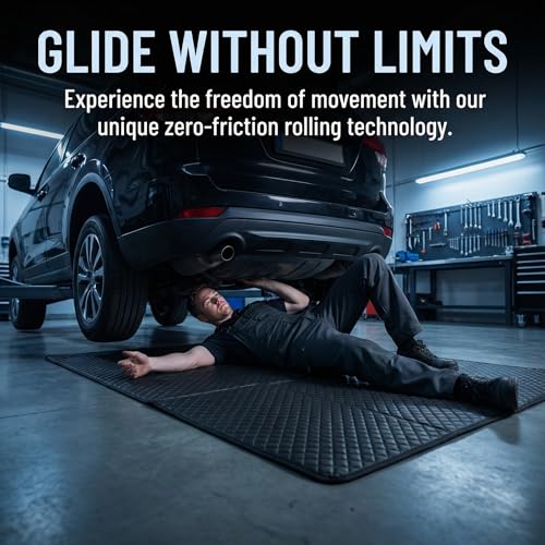 Rolling Creeper Mat, 60x28 Inch Foldable Under Car Repair Mat with Storage Bag, Portable Mechanics Pad for Low Clearance, Automotive Garage Ground Work Tool