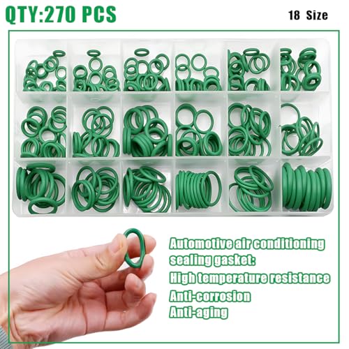 Bittwee Car A/C Repair Kit, 39PCS Vehicle Air Conditioner Valve Core with 270PCS O-Ring, AC R12 R134a Auto Refrigeration Tire Valve Stem Cores Assortment with Remover Tool, Universal Fit