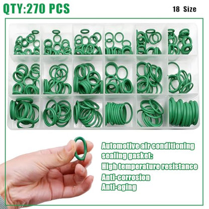 Bittwee Car A/C Repair Kit, 39PCS Vehicle Air Conditioner Valve Core with 270PCS O-Ring, AC R12 R134a Auto Refrigeration Tire Valve Stem Cores Assortment with Remover Tool, Universal Fit