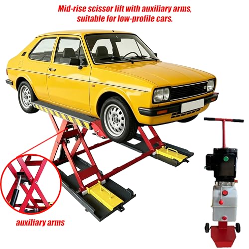 X77 7000Lbs 110V Portable Car Lift Scissor Lift, Electric Release 39.37" Auto Lift Adjustable Mid Rise Lift for Cars, SUVs, Light Trucks, Garage
