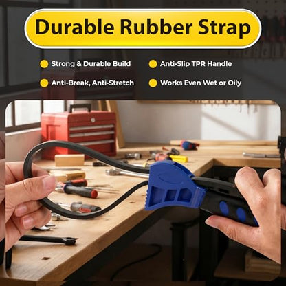 2-Pack Adjustable Rubber Strap Wrench Set, 8" & 6"- Heavy Duty Non-Slip Oil Filter Wrench & Jar Opener Tool, Multi-Purpose Strap Wrench for Pipes, Plumbing, Bottles & Automotive Repair