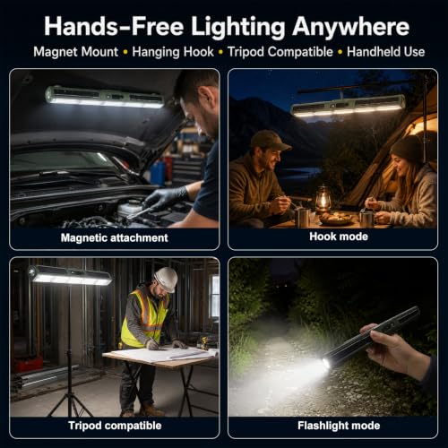 Professional Underhood Work Light, Slim LED Mechanic Light Bar with Heavy-Duty N52 Magnets, 7500mAh Rechargeable Automotive Repair Light for Engine Bay, Chassis, Shop