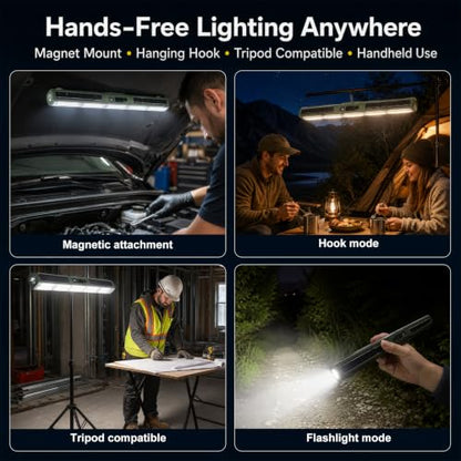 Professional Underhood Work Light, Slim LED Mechanic Light Bar with Heavy-Duty N52 Magnets, 7500mAh Rechargeable Automotive Repair Light for Engine Bay, Chassis, Shop