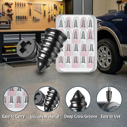ZHEXI 60 Pack Screw in Tire Plugs of Punctures with 2 Sizes | Tire Plug Kit with Screwdriver Work for Cars,Bikes, Tractor Tire Puncture Repair