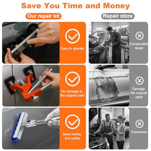 Dent Puller, 149PCS Paintless Dent Removal Kit – Car Dent Puller Kit with Slide Hammer 2 in 1 T-Bar, Lifter, Bridge Puller–Dent Remover Tool for Car Hail Dent Remove Repairs 95% of Car Dents