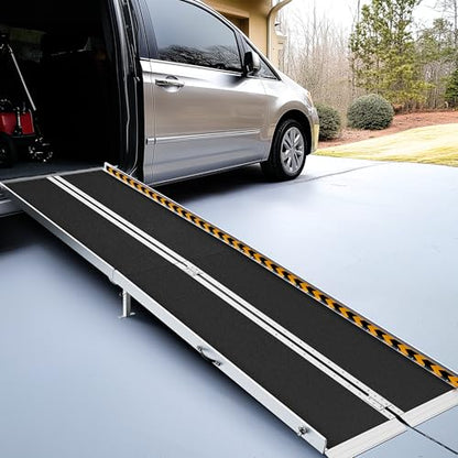 gardhom Wheelchair Ramp 10 Feet, Anti-Slip Aluminum Folding Handicap Ramp Wheelchair Ramps for Home Steps Entrance Threshold Doorways Stairs Curbs Scooter - size: 10 Foot (Applicable height 10"-20")