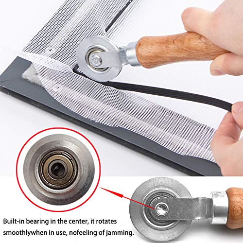 BAYTORY 3Pcs Screen Rolling Tool Kit for Installing Door Mesh Screens Window | Screen Spline Roller Tool with Wooden Handle and Steel Bearing Wheels, Durable and Easy to Use - style: Stainless Steel