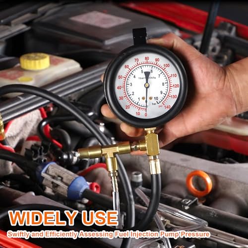 0-140PSI Fuel Injector Injection Pump Pressure Tester Gauge Kit Car Tools - size: Senior