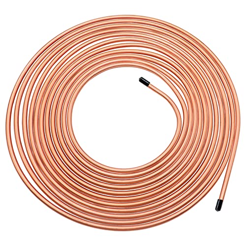 Tnisesm 1/4" Brake Line Tubing Kit, Upgrade Flexible Copper-Coat Brake Line Tubing Roll for hydraulic brakes Fuel Transmission System - style: 1/4" no Fittings