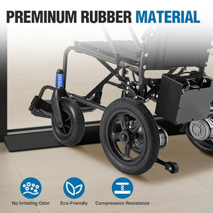 Nilight 1" Rise Threshold Ramp for Doorways, 39.4" Wide Low Profile Cuttable Rubber Wheelchair Access Door Ramp for Doorway, Curb, Home Steps, Bathroom - size: 1" Rise