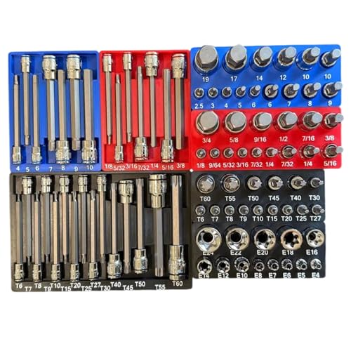 Magnet Socket Organizer Compatible with Harbor Freight Quinn Master Bit Socket Set 87pc #70347 | Magnetic Tool Tray Holder for Garage and Workbench | Only Includ Tray (Red) - size: Red