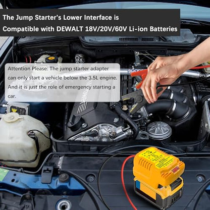 Jump Starter Adapter for DeWalt 20V/60V Li-ion Battery Powered with Jumper Cable Clamps Portable Car Battery Charger Jump Starter(Battery Not Included) - style: For DeWalt