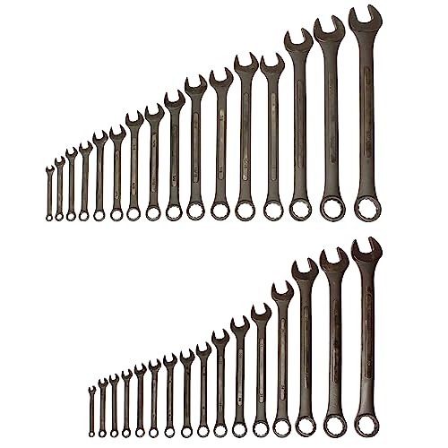 ABN Combination Wrenches Set Metric and Standard - 32 Piece SAE and Metric Wrench Set with Roll Up Pouch