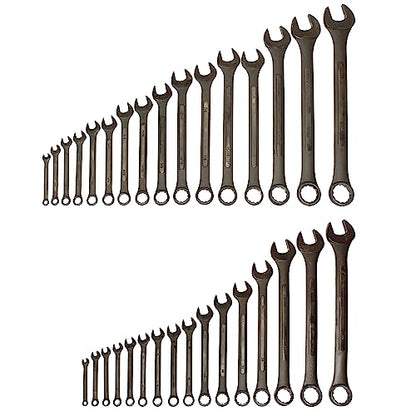 ABN Combination Wrenches Set Metric and Standard - 32 Piece SAE and Metric Wrench Set with Roll Up Pouch