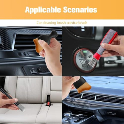 9PCS Car Detailing Brush Kit, Including 3 Ultra Soft No Scratch Boar Hair & 3 Vent Cleaning Brushes, Multi-Use Automotive Interior Detailing Kit, Universal for Most Vehicles - size: 9PCS