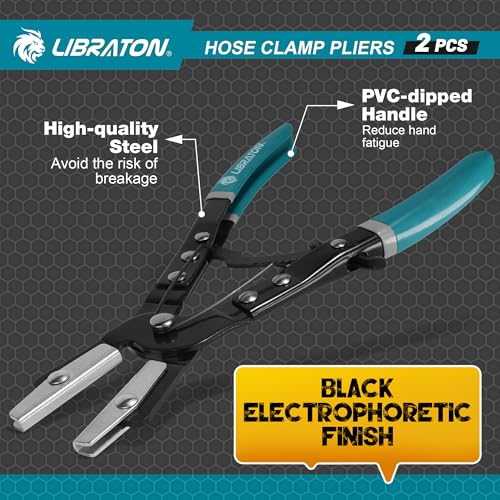 LIBRATON Ratcheting Hose Pinch Pliers, 2PCS Hose Clamp Pliers Set, 12Inch Hose Pinch Off Pliers, Hose Pliers, Radiator Hose Clamp Pliers, Fuel Line Pliers, Pinch Off Pliers for Coolant, Automotive - style: 2PCS Metal Pilers