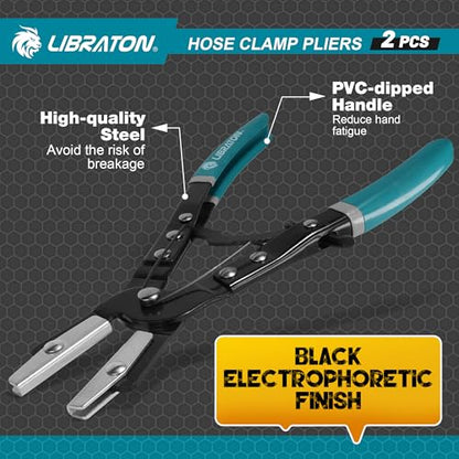 LIBRATON Ratcheting Hose Pinch Pliers, 2PCS Hose Clamp Pliers Set, 12Inch Hose Pinch Off Pliers, Hose Pliers, Radiator Hose Clamp Pliers, Fuel Line Pliers, Pinch Off Pliers for Coolant, Automotive - style: 2PCS Metal Pilers