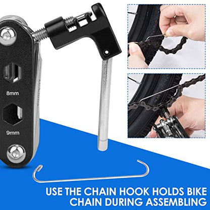 WOTOW Bike Repair Tool Kit & Bike Saddle Bag, 14 in 1 Bike Chain Tool Hex Key Wrench Maintain Accessories Multitool Set with Portable Under Seat Bag for Road Mountain Commuter Bicycle - style: 14 in 1 Multitool (With Patch)