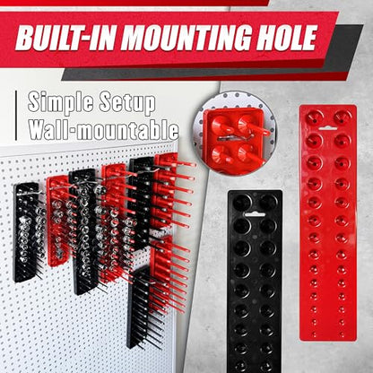 EACELIY Socket Organizer Tray Set,1/2", 1/4" and 3/8" SAE & Metric Deep & Shallow Socket Holder Kit, Deep and Shallow Socket Holders for Toolboxes(sockets not included) 丨8PCS - size: 8PCS Tools Tray