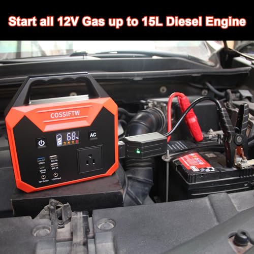 Heavy Duty 12000A Jump Starter for Trucks, Motorhomes All Gasoline and up to 15L Diesel Engines；200W Power Station Built-in AC Inverter for Fan, Laptop, Mobile Phone, Led Lighting for Party,Camping