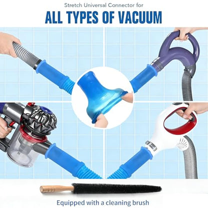 Dryer Vent Cleaner Kit - Universal Vacuum Hose Attachment & Lint Brush, Effectively Clean Clogged Dryer Ducts, Fit Most Vacuums for Dryer, Refrigerator Coils & Behind Appliances - color: Blue