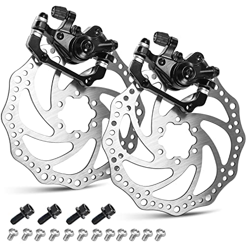 TOBWOLF 1 Pair MTB Front & Rear Cable Disc Brake Aluminum Alloy Caliper Post Mount, 2PCS 160mm Stainless Steel 6-Bolt Disc Rotors for Mountain Bike Road Bike Folding Bike BMX - color: Mechanical Disc Brake Kit - Single Piston