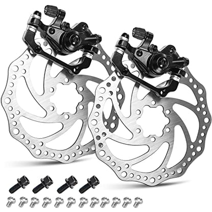TOBWOLF 1 Pair MTB Front & Rear Cable Disc Brake Aluminum Alloy Caliper Post Mount, 2PCS 160mm Stainless Steel 6-Bolt Disc Rotors for Mountain Bike Road Bike Folding Bike BMX - color: Mechanical Disc Brake Kit - Single Piston