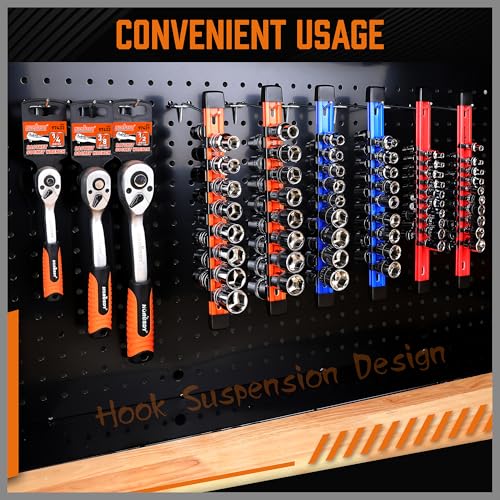 HORUSDY 6Pcs Double Sided Socket Organizer, 1/4-Inch, 3/8-Inch, 1/2-Inch, Premium Quality Socket Holders (6Pcs Double Sided Socket Organizer) - style: 6Pcs Double Sided Socket Organizer