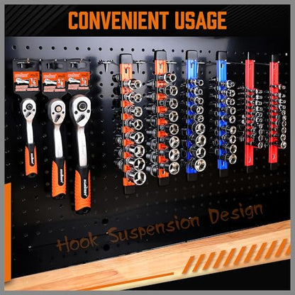 HORUSDY 6Pcs Double Sided Socket Organizer, 1/4-Inch, 3/8-Inch, 1/2-Inch, Premium Quality Socket Holders (6Pcs Double Sided Socket Organizer) - style: 6Pcs Double Sided Socket Organizer