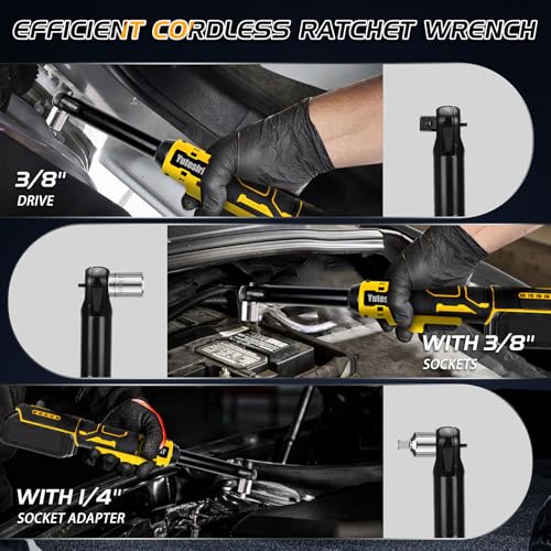 3/8" Cordless Extended Ratchet Wrench Compatible with Dewalt 20V Battery,Brushless Electric Ratchet Wrench Set with Variable Speed,8Pcs Sockets，1/4" Adapter & 6" Extension Bar (Tool Only)