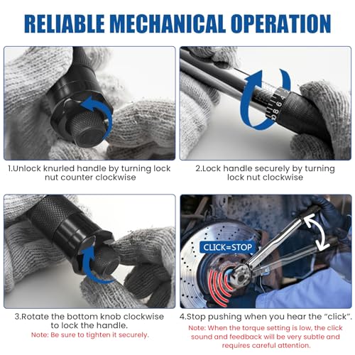 XJX 1/2-Inch Drive Click Torque Wrench Set, 10-160FT-LB/13.6-217.1Nm Torque Wrench
