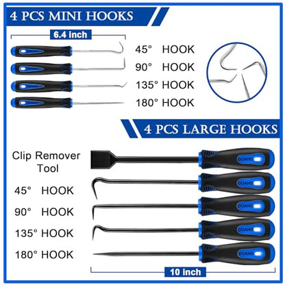 DOAHO 17Pcs Mechanic Hook and Pick Tool Set & Car Trim Removal Kit with Fastener Clip Pliers,Rivet Puller,Magnetic Pickup,Gasket Scraper,Non-Scratch Plastic Pry Tools for Automotive Repair-Blue - color: Blue-17 Pcs Auto Pick and Hook Set