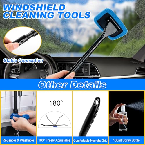 Car Wash Detailing Kit Cleaning Set with Foam Gun Sprayer, Long-Handle Brush, Large Wash Mitt, Towels, Complete Interior & Exterior Car Washing Supply Set (Blue) - color: Blue