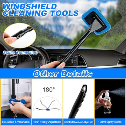 Car Wash Detailing Kit Cleaning Set with Foam Gun Sprayer, Long-Handle Brush, Large Wash Mitt, Towels, Complete Interior & Exterior Car Washing Supply Set (Blue) - color: Blue