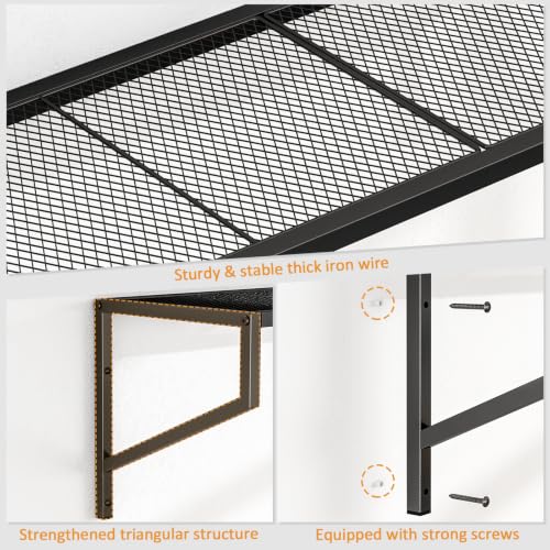 ThreeHio 3 Pack Garage Wall Shelving, Heavy Duty Garage Shelves Wall Mount, Hanging Storage Rack Wire Shelving for Garage Organization Tool Organizer, Floating Shelves for Laundry Living Room Study