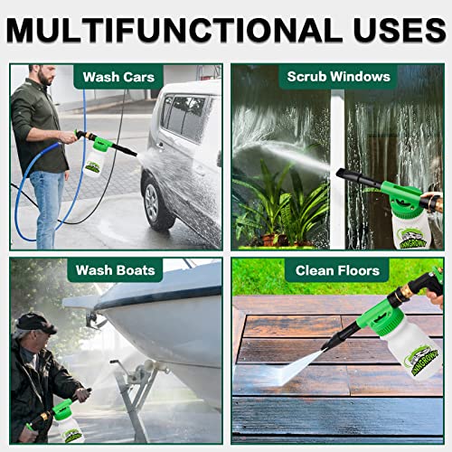 anngrowy Car Wash Foam Gun Soap Car Wash Foam Cannon for Garden Hose Foam Sprayer Car Wash Soap Foam Gun Hose Foam Cannon Blaster Hose Foam Cannon Gun Quick Connector to Any Garden Hose (Green) - color: green