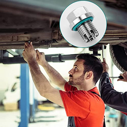 M12.1-1.5x 15mm Oil Drain Plug Oversize Piggyback, Stainless Steel Self Tapping Oil Pan Thread Repair Kit with O-Ring,and Hexagonal Wrench. - color: Repair Plug, size: M12.1-1.5x15