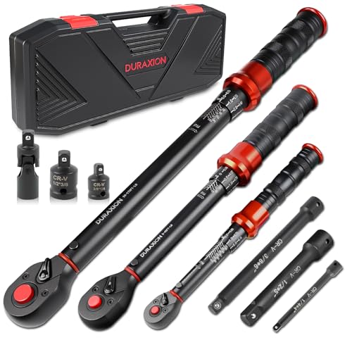 9PCS Torque Wrench Set 1/4", 3/8", 1/2" Drive Click Torque Wrench (20–220 in-lb, 5–45 & 10–170 ft-lb) 72-Tooth Dual-Range, ±3% Precision Adjustable Torque Wrenches for Bike, Moto, Car Repair and Maint - size: 10-170Ft.Lb,5-45Ft.Lb,20-220In.Lb