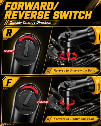 3/8" Cordless Ratchet Wrench Compatible with Dewalt 20V Battery, 74ft-lbs | 1250 RPM Brushless, LED Light, Compact Low Profile Electric Ratchet with 8 Sockets Set, 3 Inch Extension Bar - size: 3/8"
