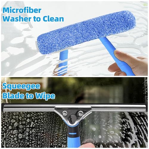 Window Washing Kit,Window Cleaning Squeegee Kit with Bucket | window Cleaning Tool,Squeegee with Shelf Storage for Window Cleaning,window squeegee for home Outdoor Commercial Use - size: 17.7"L x 10.63"W x 7.87"H