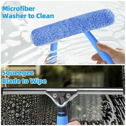 Window Washing Kit,Window Cleaning Squeegee Kit with Bucket | window Cleaning Tool,Squeegee with Shelf Storage for Window Cleaning,window squeegee for home Outdoor Commercial Use - size: 17.7"L x 10.63"W x 7.87"H