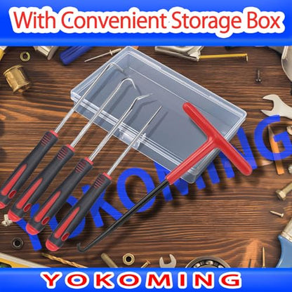 Spring Hook O Ring Pick Set ５pcs for Automotive Oil Seal O-Ring Seal Gasket Hook and Pick Set Motorcycle Spring Puller Tool Mechanic Pick Set - size: Red（5Pcs）