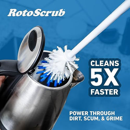 RotoScrub Bottle Brush - Drill Accessory - Clean Water Bottles, Coffee Mugs, Cups, Pots, Glasses, Jars, Blenders & Pitchers - color: White/Blue, size: Bottle Brush - 1 Piece