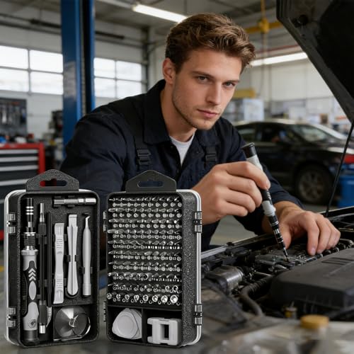 115-in-1 Precision Screwdriver Sets, Multiple Repair Tool Kit with Cluch Head and Bits Non Slip Handle and Tweezers for Electronics, Watch, Glasses, Automotive Maintenance, Gray - color: Gray