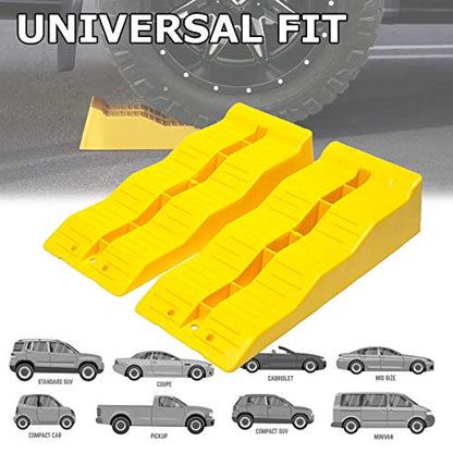 VaygWay RV Leveling Ramps– Automotive Camper Trailer Leveler Wheel Chock – Stabilizing Uneven Ground and Parking – 2 Pk Yellow Auto Blocks for Trailer Car SUV