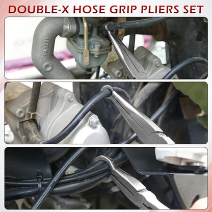 TOOLEAGUE 3Pcs Extra Long Hose Gripper Pliers Set, 11" Long Reach Pliers,5/16-Inch, 1/2-Inch, 3/4-Inch Dia,O-shape Tip Craft Repairing Tool,Offset Spark Plug Boot Removal Tool - size: 3pcs,11"