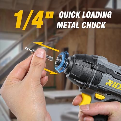 RIDA Cordless Brushless Impact Driver 180N.m, 20V Electric Impact Drill/Driver Set 1/4" All-Metal Hex Chuck,Variable Speed 2.0Ah Battery & Fast Charger, 25 Pcs S2 Bits & Tool Bag for Home DIY Use - style: Cordless Brushless Impact Driver
